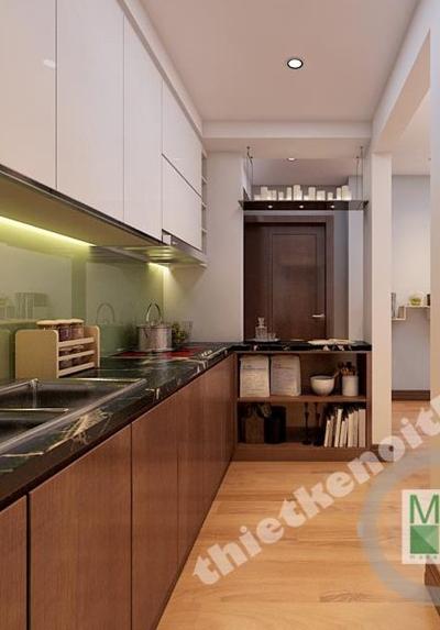  Tủ bếp gỗ công nghiệp veneer hiện đại- Mã 020